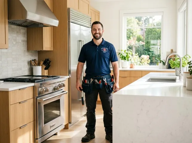 Appliance Repair Hero technician in a Aurora, IL kitchen after an appliance repair